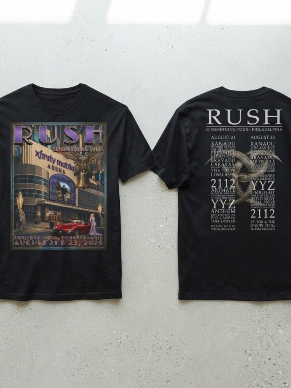 Rush 50 Something Tour Philadelphia 2026 Concert T-Shirt Fan Art Graphic Tee